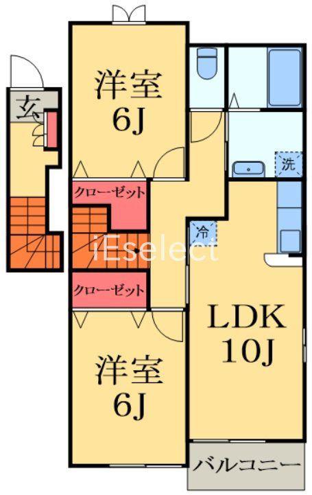 アクティフ弐番館(2LDK/2階)の間取り写真