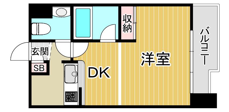 ディアコート(1K/4階)の間取り写真
