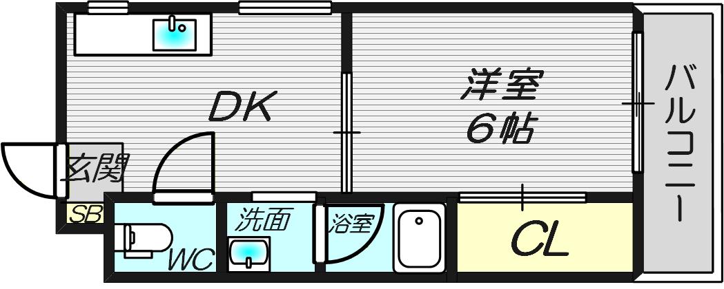SENSE東淀川(1DK/3階)の間取り写真