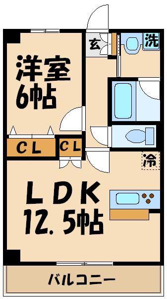 ヒューリックレジデンス調布柴崎(1LDK/1階)の間取り写真
