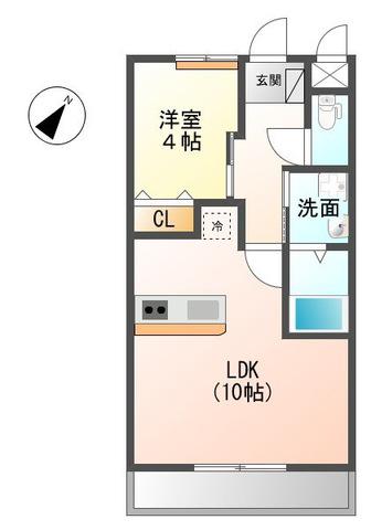 チェリーエイト(1LDK/2階)の間取り写真