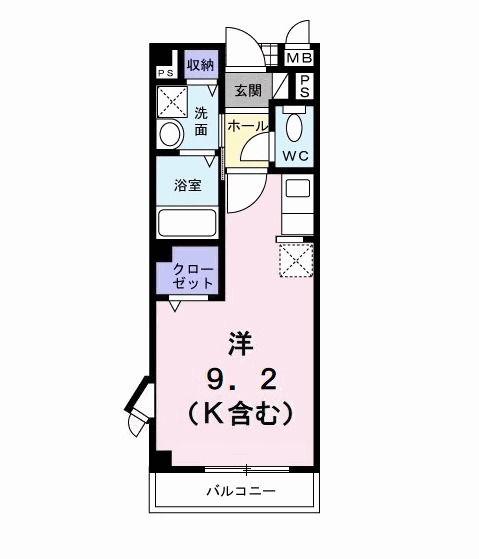 サクレーラ(ワンルーム/2階)の間取り写真