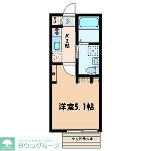 丘の上ハウス(1K/1階)の間取り写真