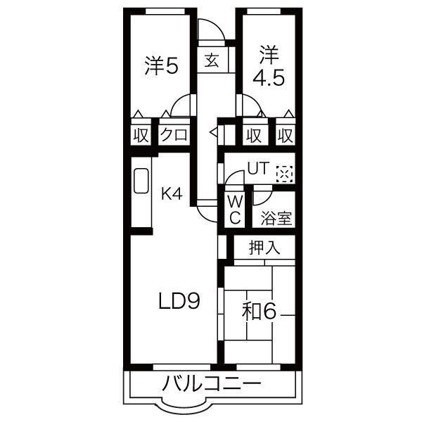 イングス南13条(3LDK/3階)の間取り写真