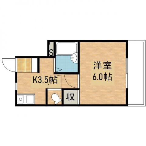 フルーレ矢野(1K/2階)の間取り写真