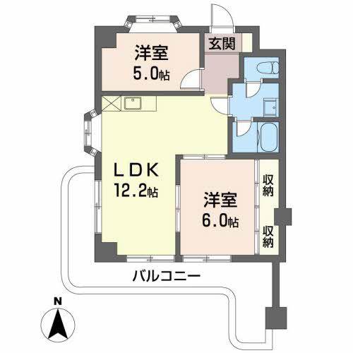 ISHIKAWAビル(2LDK/4階)の間取り写真