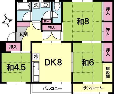 グリーンハイツ見川(3DK/3階)の間取り写真