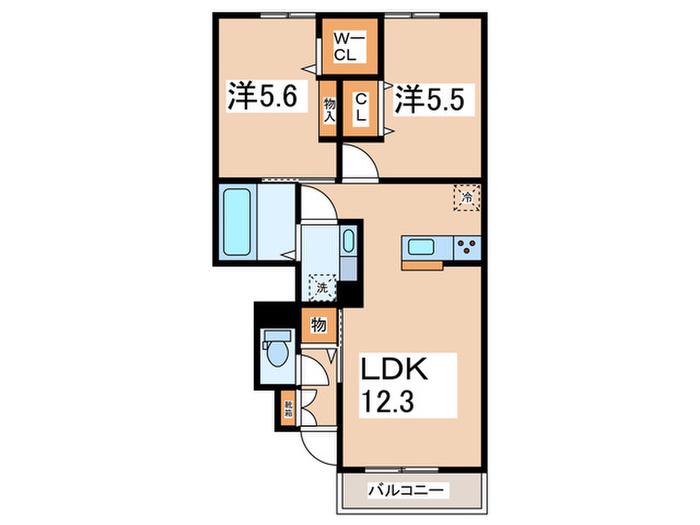 プティ モンターニュ(2LDK/1階)の間取り写真