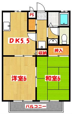 サンヴェールI(2DK/1階)の間取り写真