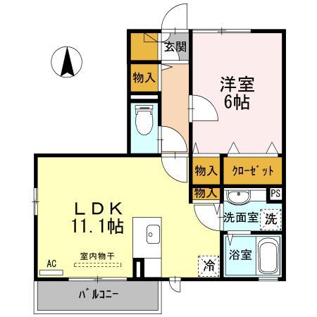 LUPINO横尾(1LDK/2階)の間取り写真
