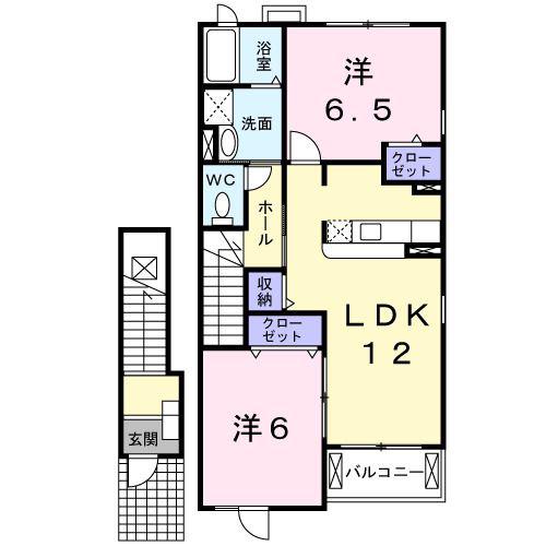 トムトックI(2LDK/2階)の間取り写真