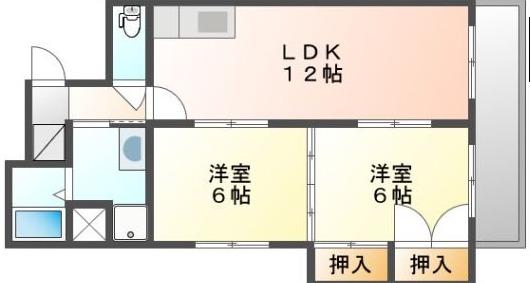 第二大興ビル(2LDK/4階)の間取り写真