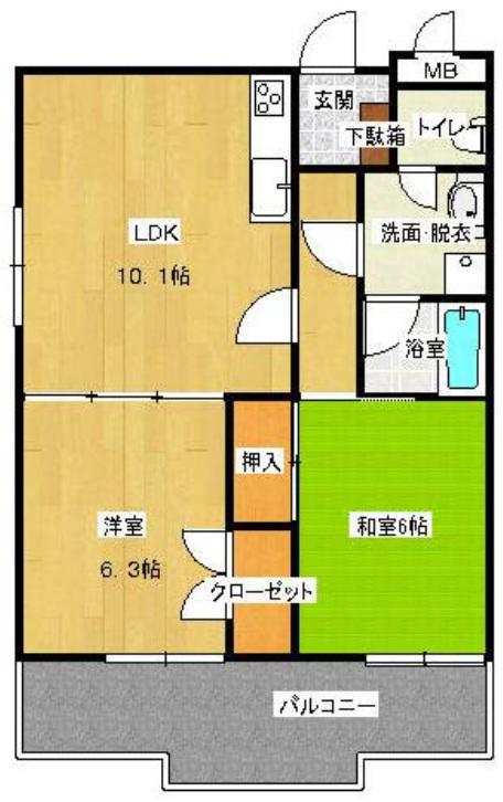 ラフィーネ川越(2LDK/6階)の間取り写真