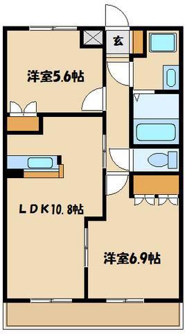 アシューレ(2LDK/2階)の間取り写真