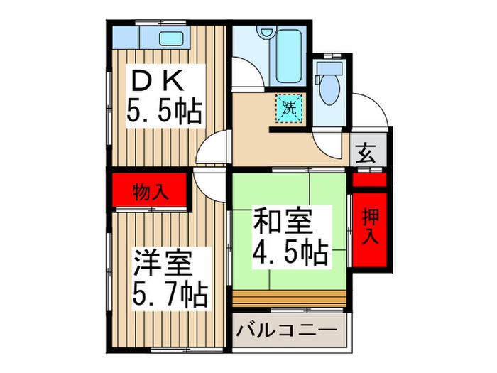レジデンス西高尾(2DK/2階)の間取り写真