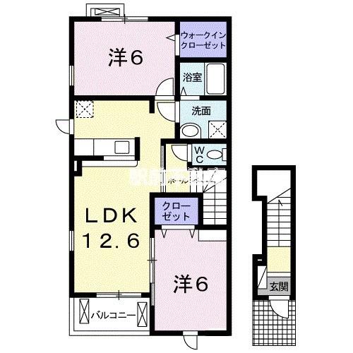 フラワーコート ネオ(2LDK/2階)の間取り写真