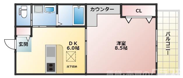 プルメリア新大阪(1DK/7階)の間取り写真