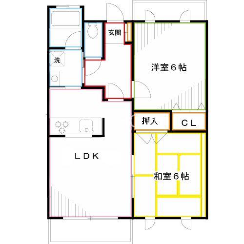 シルフィッドII(2LDK/1階)の間取り写真
