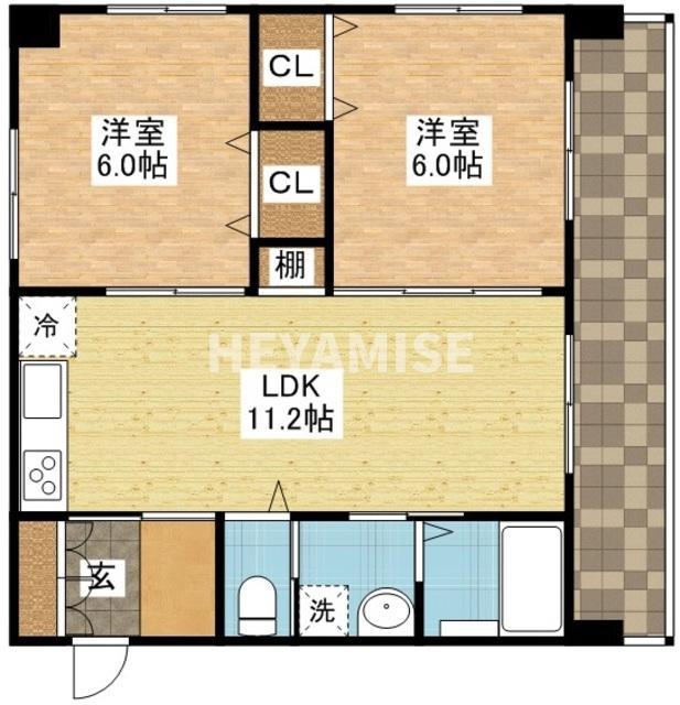 ハイグランデ矢上(2LDK/6階)の間取り写真