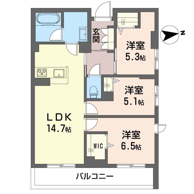 グランリオル(3LDK/2階)の間取り写真