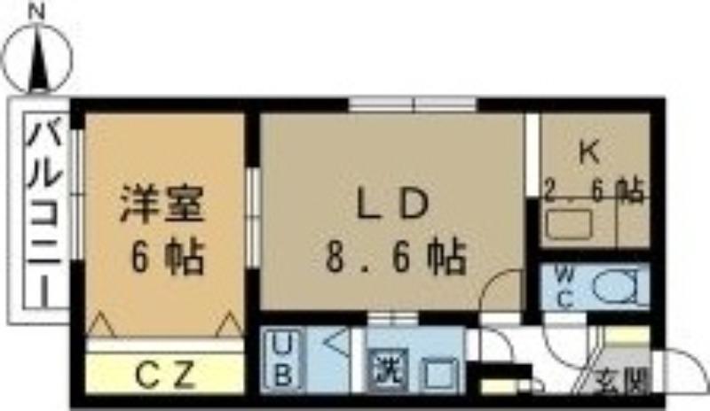ヴィラージュ(1LDK/4階)の間取り写真