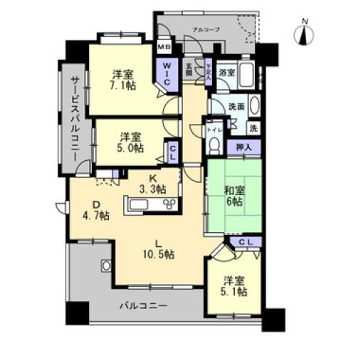アーサー佐賀駅前ジュエルステージ(4LDK/5階)の間取り写真