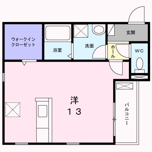 エレガント高松II(ワンルーム/2階)の間取り写真