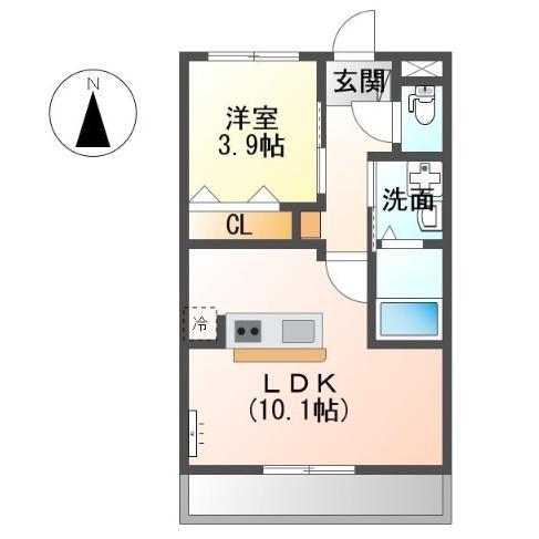 KURENAI(1LDK/1階)の間取り写真