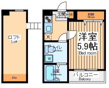 フェリス座間(1K/2階)の間取り写真