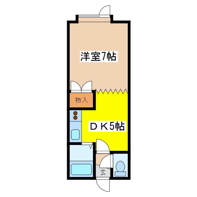 ポプラハイツ(1DK/2階)の間取り写真