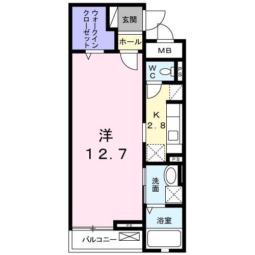 フォレスタあけぼの(1K/2階)の間取り写真