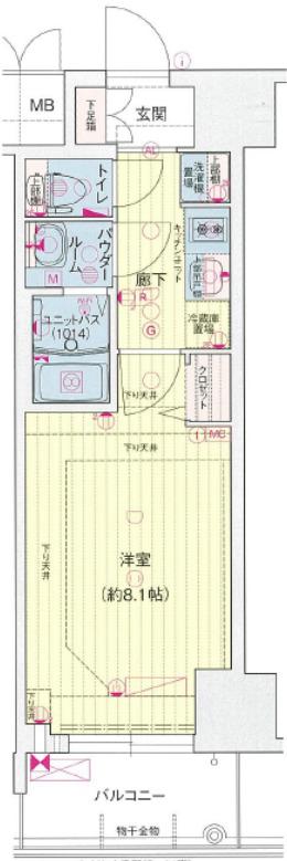 プレサンス谷町九丁目駅前(1K/10階)の間取り写真