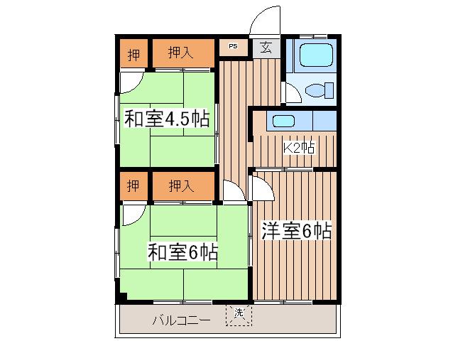田園ハイツ(3K/2階)の間取り写真