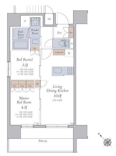 HAYANO RESIDENCE 大塚(2LDK/11階)の間取り写真