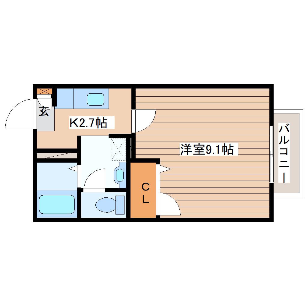 シャーメゾン黒松(1K/2階)の間取り写真