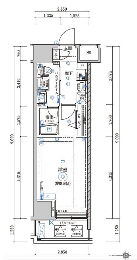 アルテシモラート(1K/13階)の間取り写真