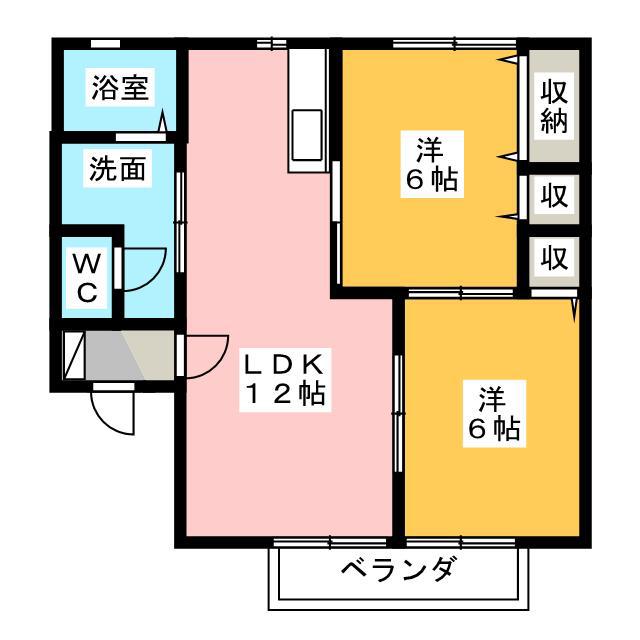 グリシーナ A B(2LDK/1階)の間取り写真