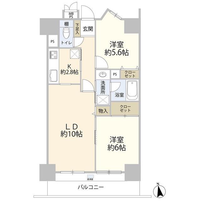 ライオンズプラザ松戸中央公園(2LDK/2階)の間取り写真