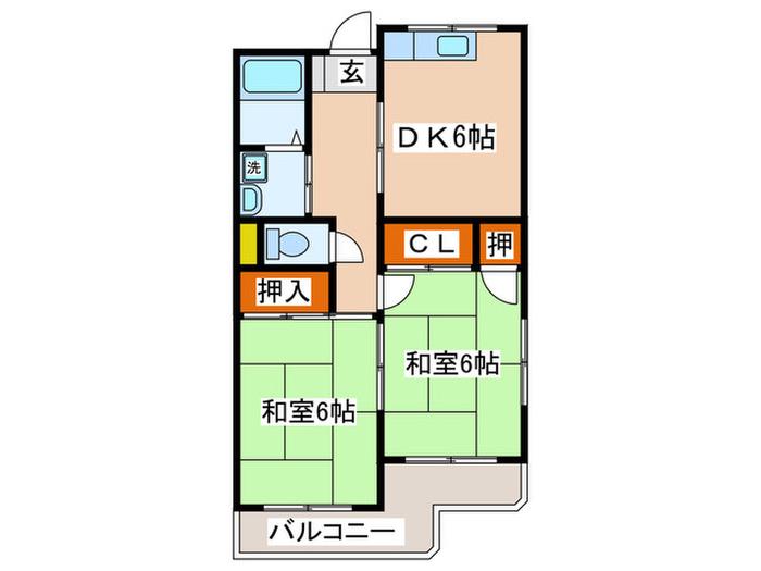 藤ハイツ(2DK/3階)の間取り写真