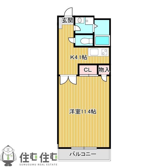 浄水STマンション(1K/4階)の間取り写真