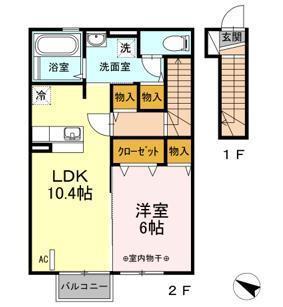 ソレイユ福原(1LDK/2階)の間取り写真