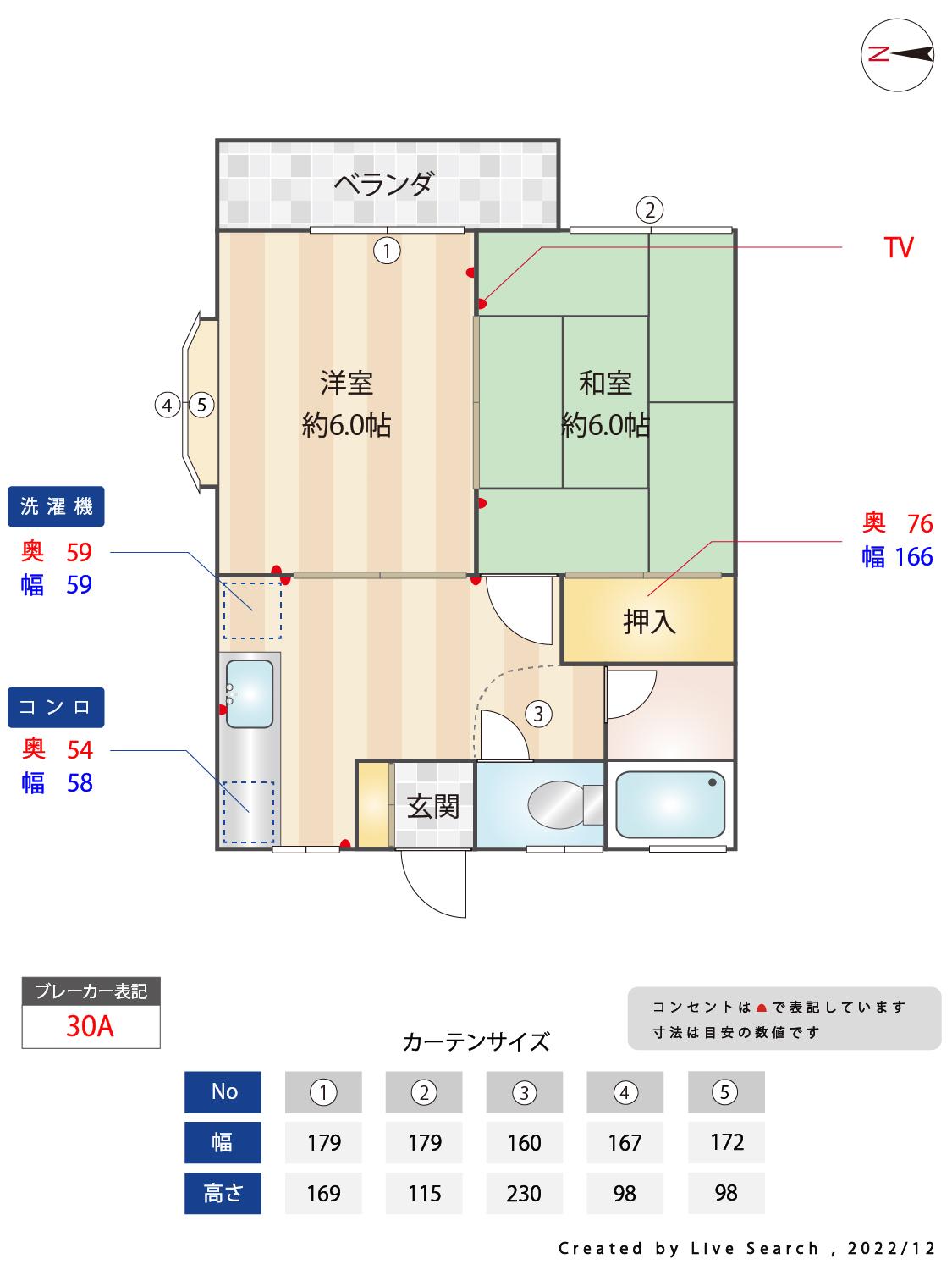 サンハイツ(2K/2階)の間取り写真