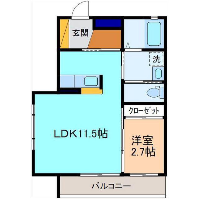 カカゲテーヤ(1LDK/2階)の間取り写真