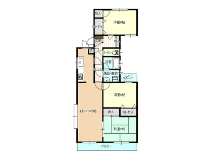浅野ハイツII(3LDK/2階)の間取り写真