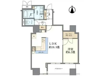 淀屋橋アップルタワーレジデンス(1LDK/23階)の間取り写真