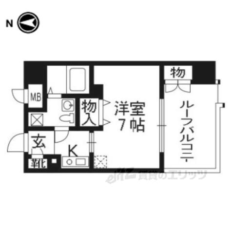 ベラジオ四条烏丸(1K/11階)の間取り写真