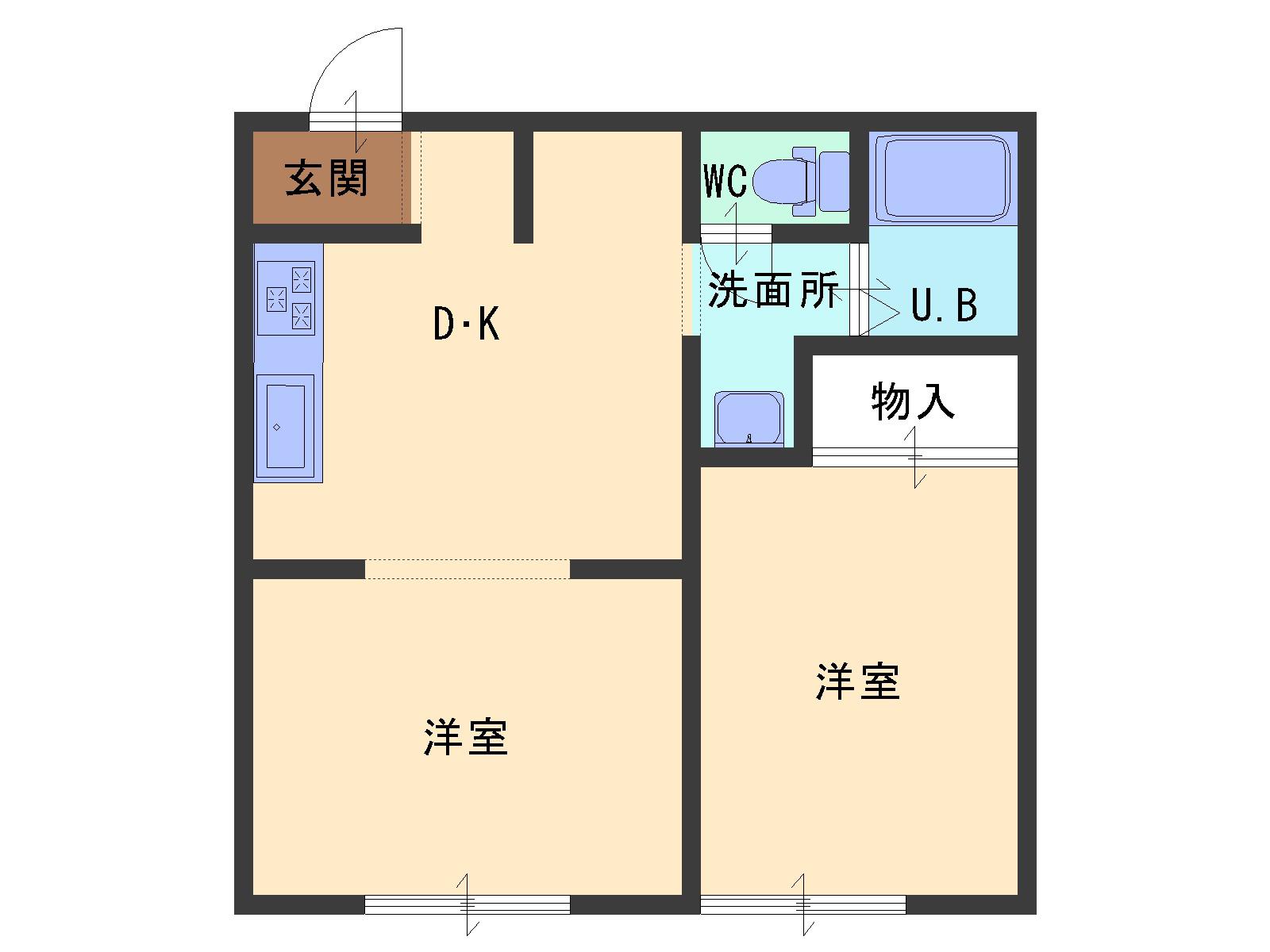 コアロード桜町(2DK/2階)の間取り写真