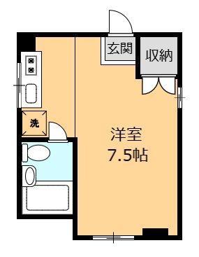 戸叶マンション(ワンルーム/1階)の間取り写真