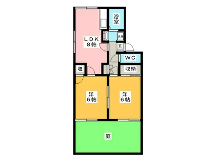 プレジール白山(2LDK/1階)の間取り写真