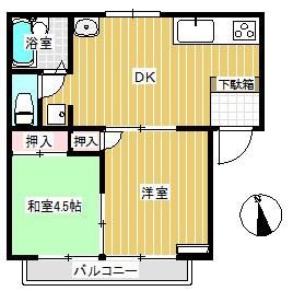リージェント中庄パートII(2DK/2階)の間取り写真